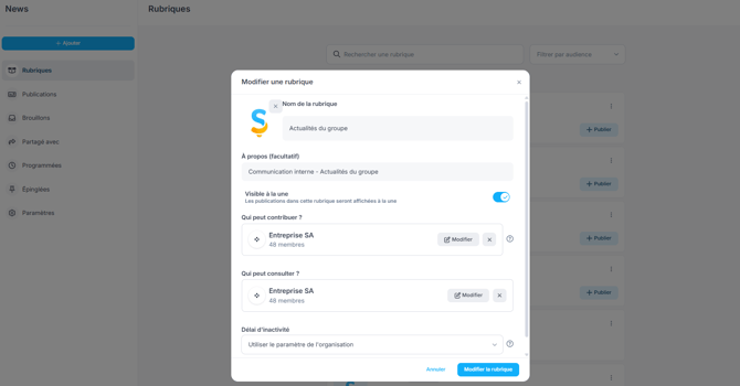 Modifier une rubrique 2