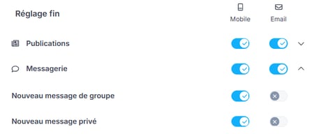 Réglage fin notifications