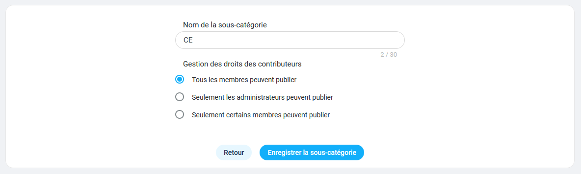 Modification d'une sous-catégorie