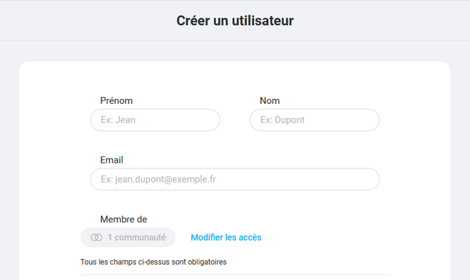 Création d'un utilisateur