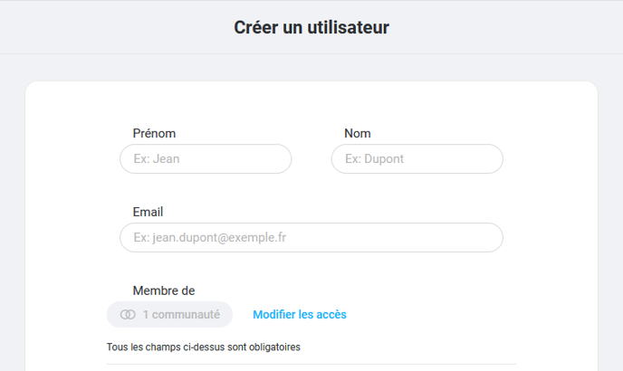 Création d'un utilisateur