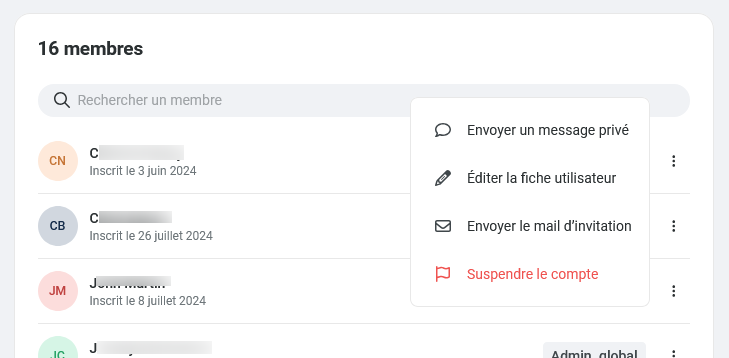 Edition de la fiche utilisateur