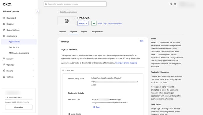 okta metadata