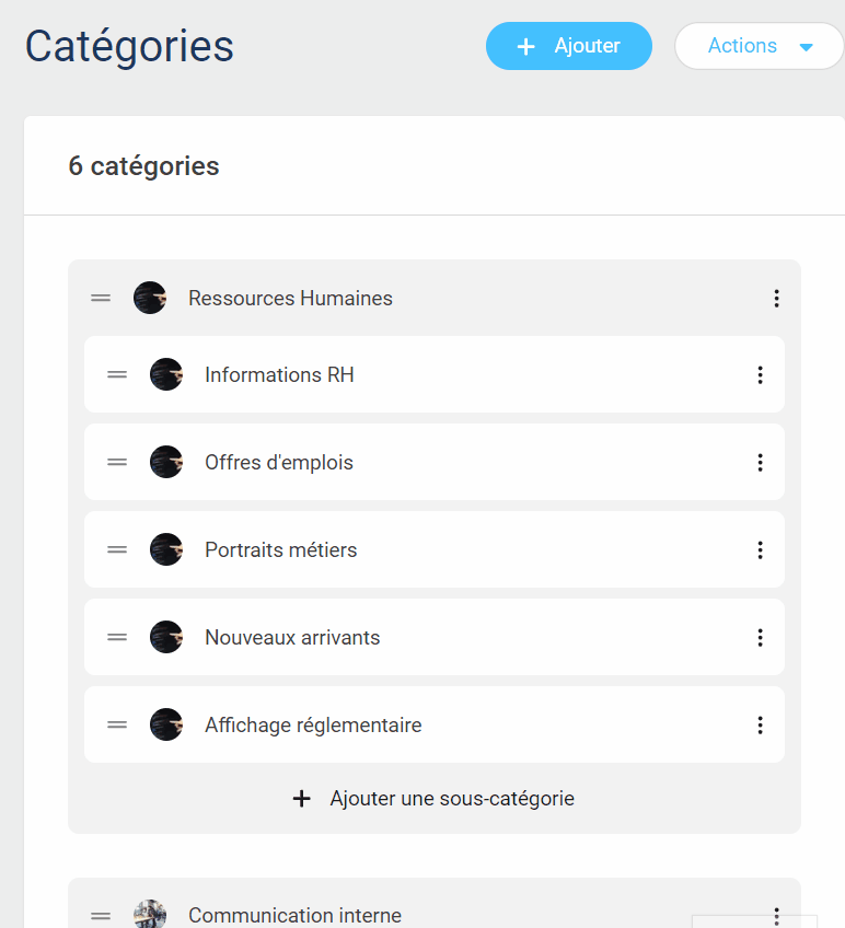 categories drag and drop